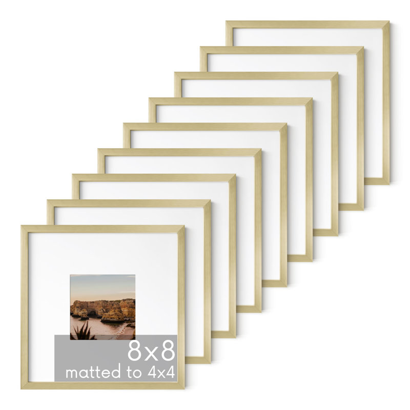 Cadre photo en bois, L 8 po x H 8 po, Doré, Métal métal