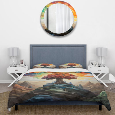 Orange American Basswood Tree Harmony II - Tree Duvet Cover Set