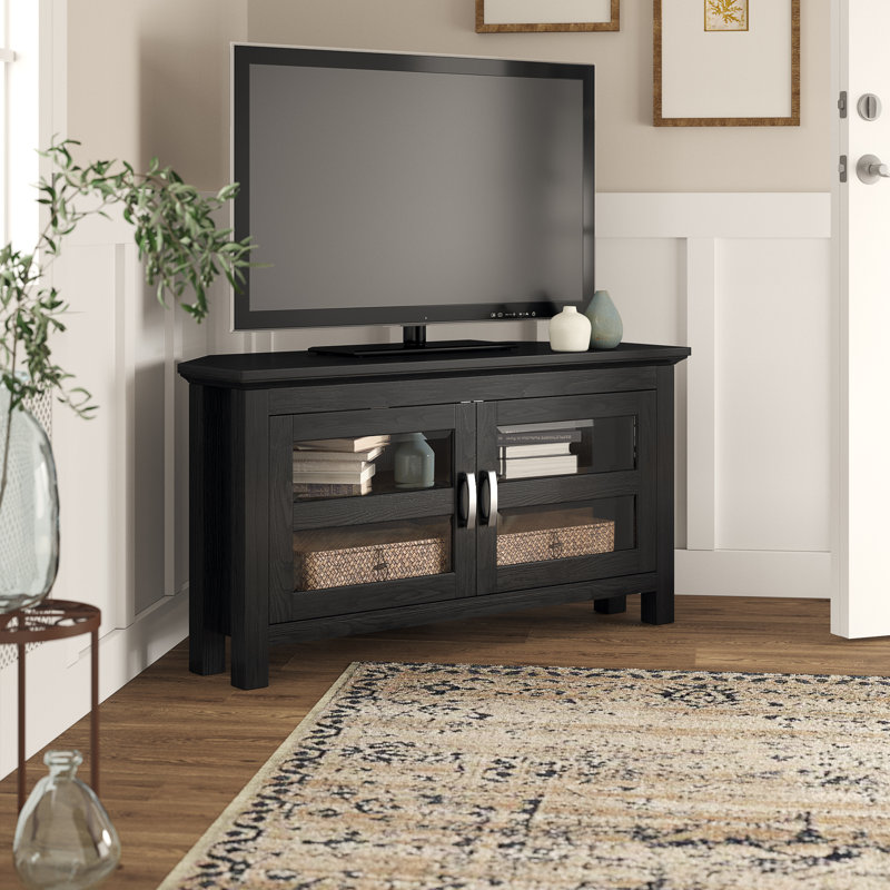 Meuble télé d'angle de 44 po pour téléviseur de 50 po ou moins Lompoc, Noir