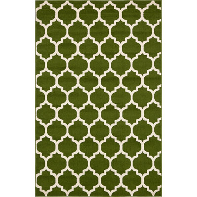 Tapis géométrique vert foncé Molly