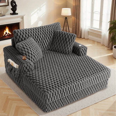 Morayah 58 Comfy Cloud Fur Upholstered Sleeper Sofa Chaise Lounge Chair by Latitude Run
