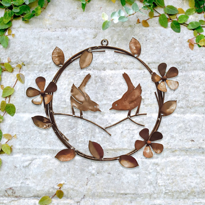 Décoration murale couronne d’oiseaux Infinity avec fleurs