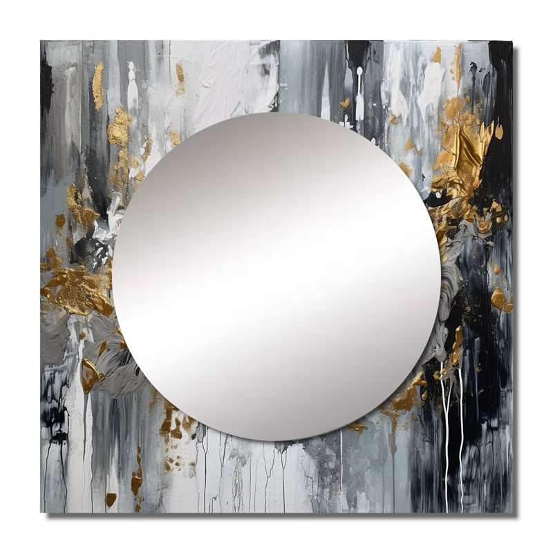 Caetlin - Art abstrait miroir mural carré en marbre, 29 po x 29 po