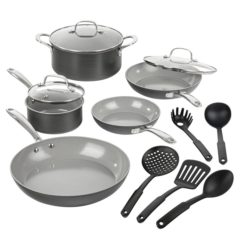 Batterie de cuisine antiadhésive 13 pièces avec ustensiles, four et lave-vaisselle Granitestone Pro