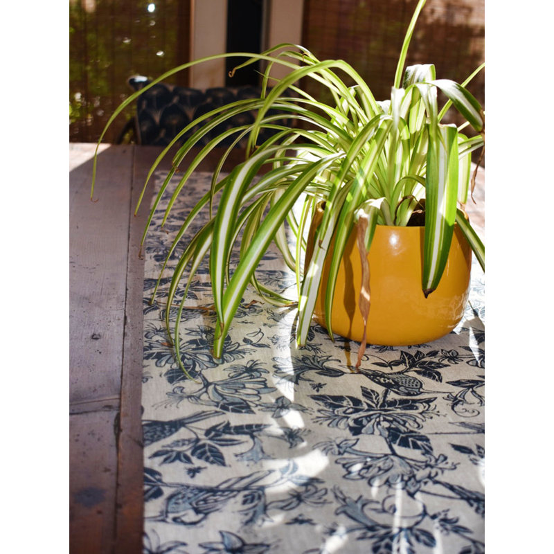 French Home Honeysuckle Table Runner - Indigo, Indigo