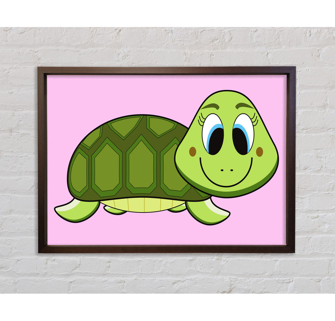 Happy Turtle Pink - Einzelner Bilderrahmen Kunstdrucke auf Leinwand