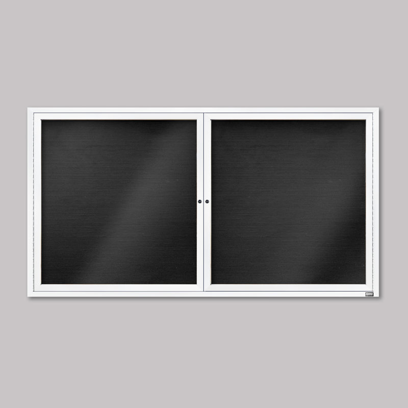Tableau d'affichage mural fermé pour armoire d'annuaire, Blanc thermolaqué, Deux, H 36 po x l 72 po