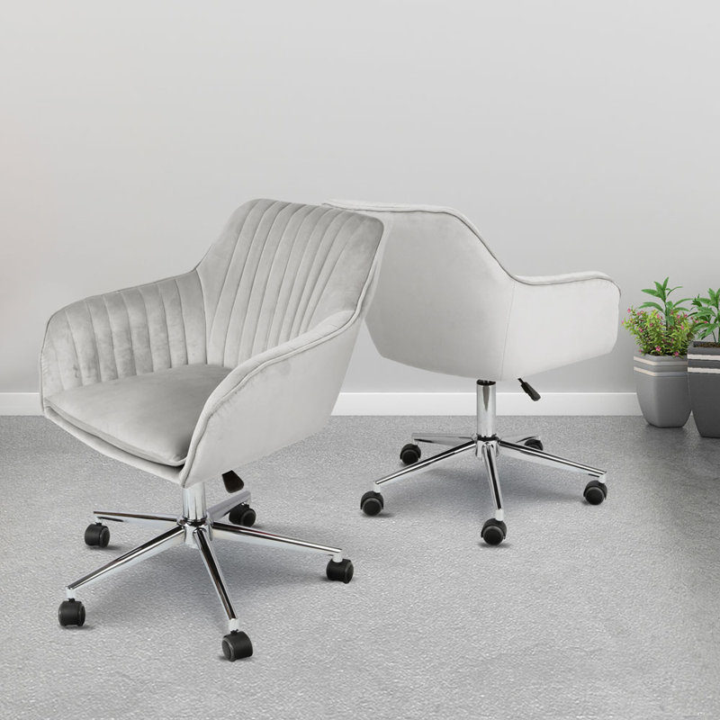 Esmeraude Velvet Office Chair, Gray