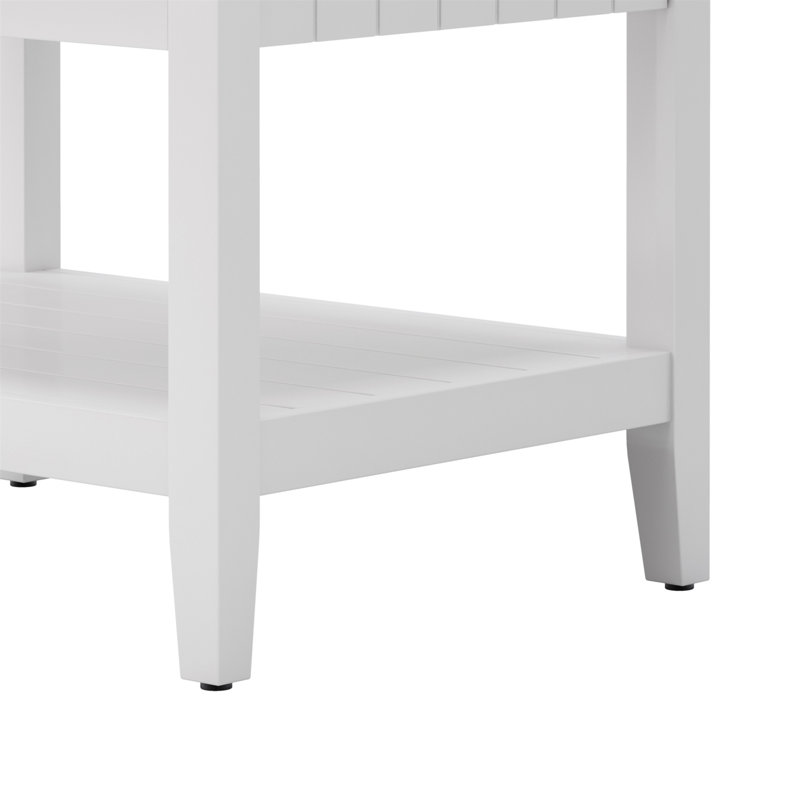 24" White Modern Bathroom Vanity with Ceramic Sink and Solid Wood Frame