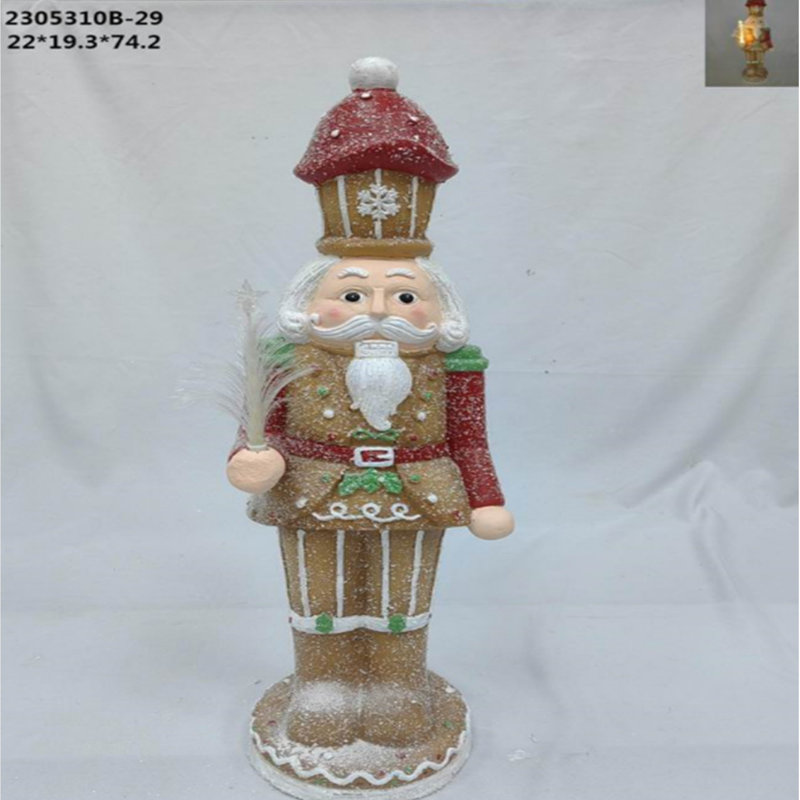 LED Lighted Gingerbread Christmas Nutcracker - 29" - Brown And Red