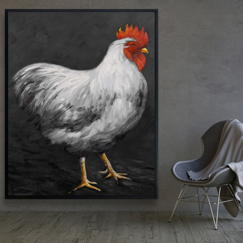 Gray Rooster 2 Print On Canvas