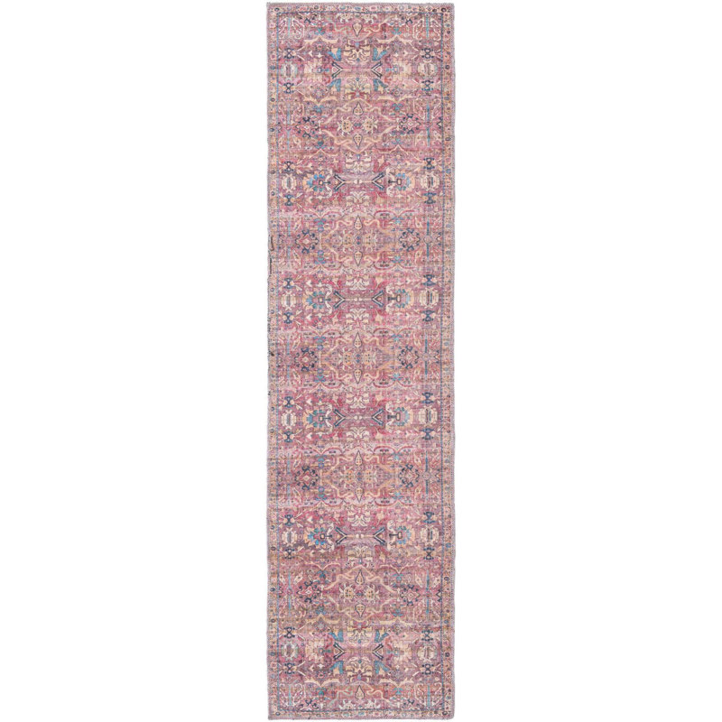 Tapis rose tissé à la machine Gwaltney, Tapis de couloir 2 pi x 8 pi