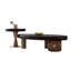 Ensemble de 2 tables basses gigognes modernes, inspirées des baleines, avec placage en noyer d'orme et détails en acier inoxydable, table basse irrégulière pour salon