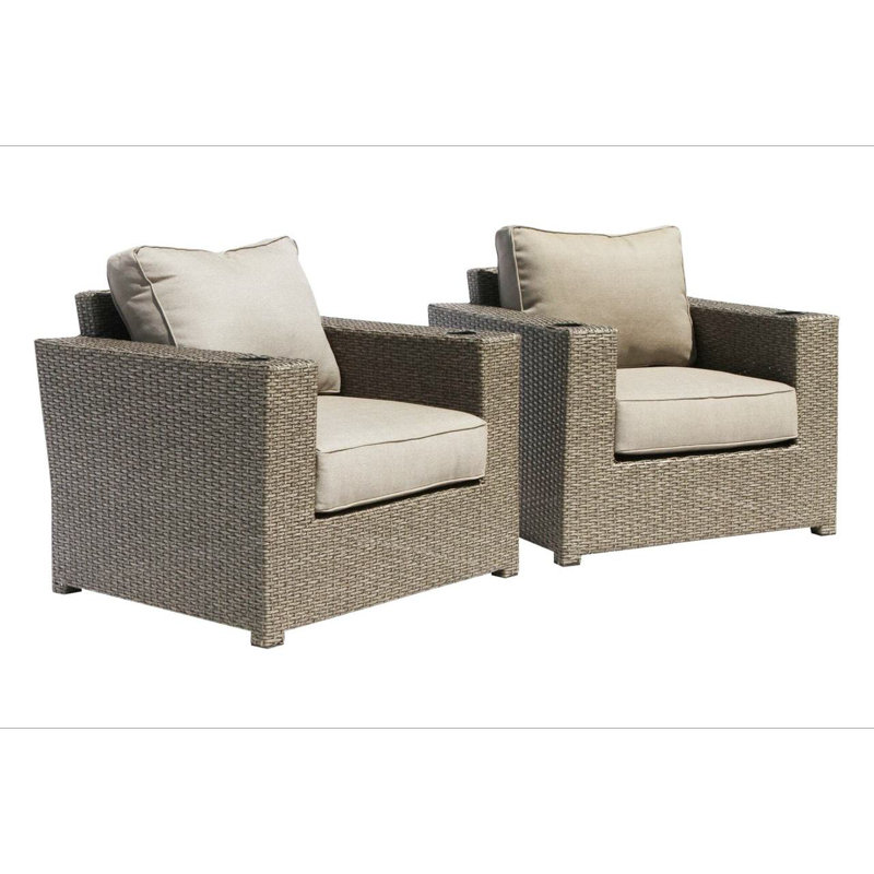 Chaise de terrasse avec coussins Almyra, Mélange de gris