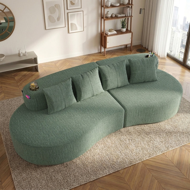 Canapé modulaire compact et demi-lune Minimalist Modern, Vert