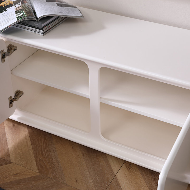 Modern Minimalist Solid Wood TV Stand, 70.86", Cream