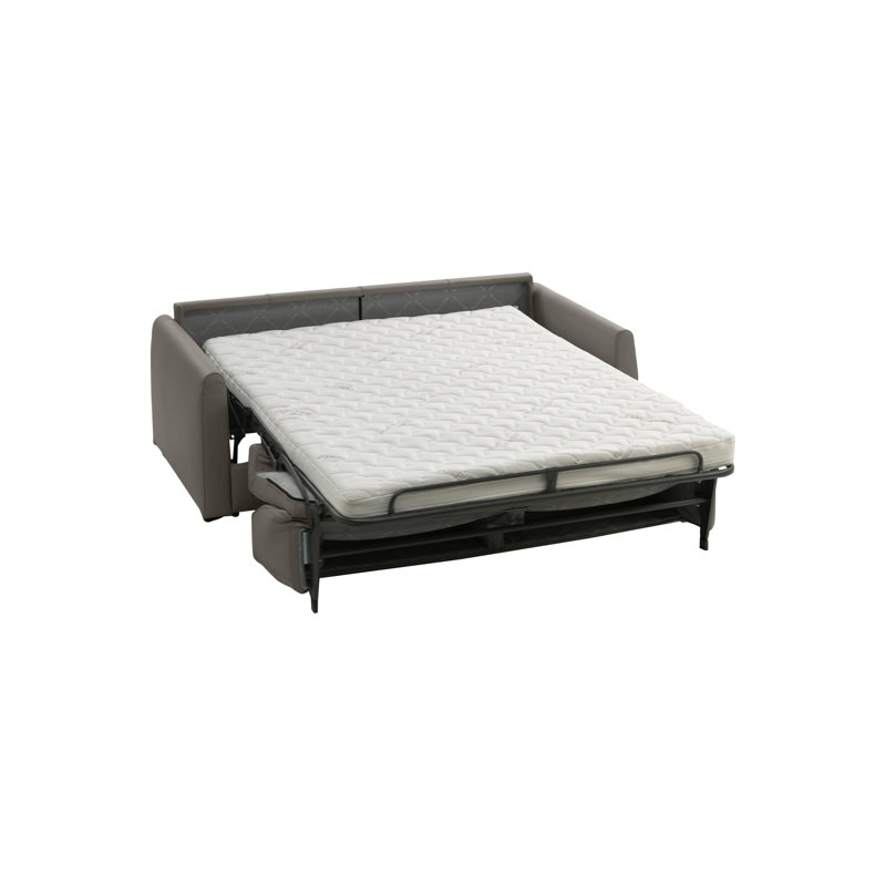 Canapé-lit gigogne en cuir véritable 80 po Mirabelle, Dark Grey