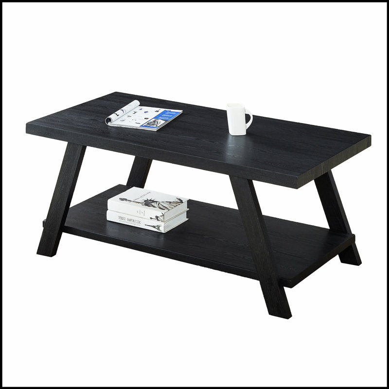 Table basse en bois à finition noire Athens, parfaite pour la vie moderne et le rangement supplémentaire