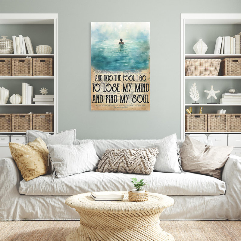 «Natation et dans la piscine» sur toile, H 20 po x l 16 po x P 1,25 po