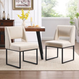 Markque 18.3" H Boucle/Linen Upholstered Parsons Chair with Metal Frame
