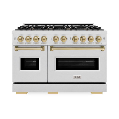 ZLINE Autograph Edition 48 in. 6.7 cu. ft. Classic Double Oven Dual Fuel Range with 8 Burner Gas Cooktop