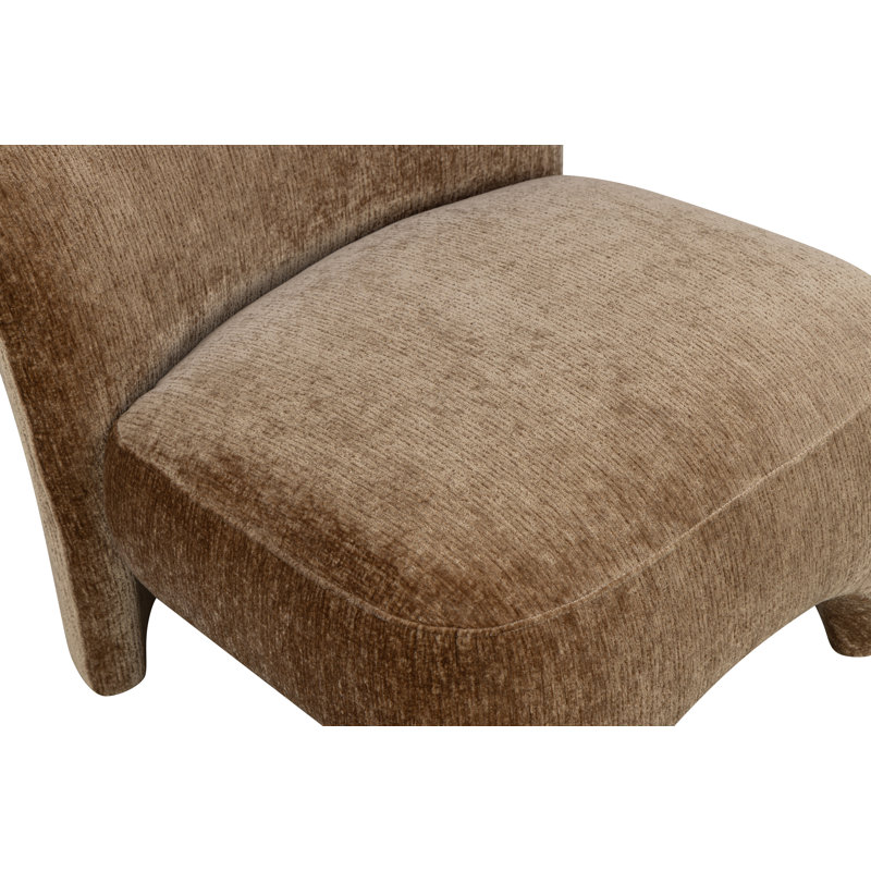 Chaise d'appoint entièrement rembourrée avec base avant arquée, dossier arrondi, Brun-mangue