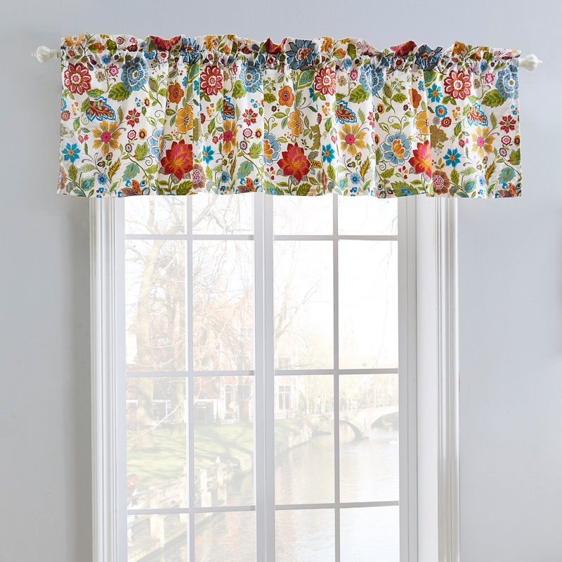 Astoria Floral Polyester Rod Pocket Valance, 84x19"