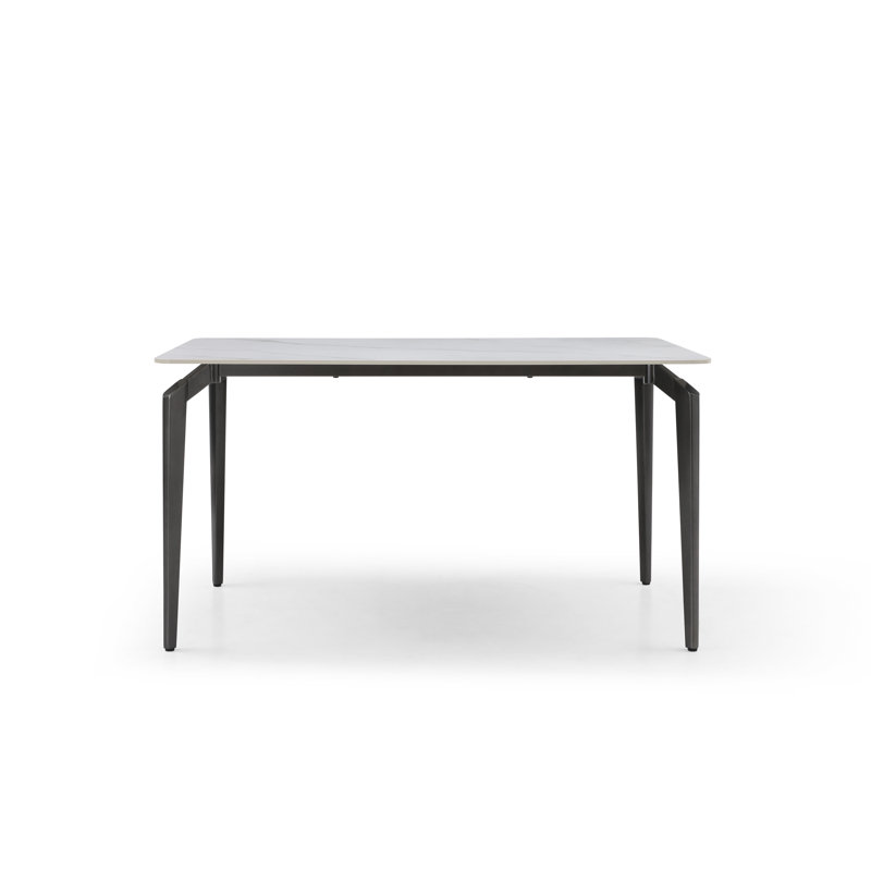 Bunde Stone Top Metal Base Dining Table, White