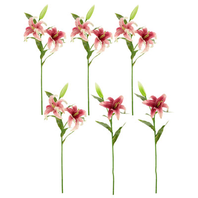 Majestic Stargazer Lily Natural Touch, Box Of 6 - 23 Inches