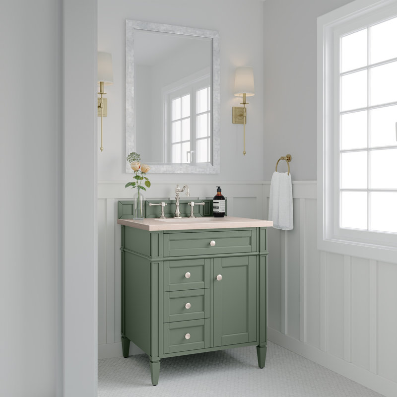 Brittany 30'' W Single Vanity, Smokey Celadon, 8" Widespread, Arctic Fall