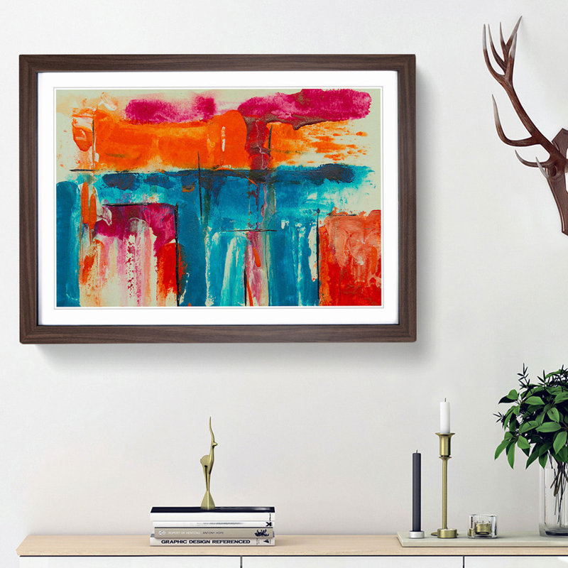 Abstract Art Painting Vol.305 by S.Johnson - Framed Print, 62cm H x 87cm W x 2cm D, Walnut Framed
