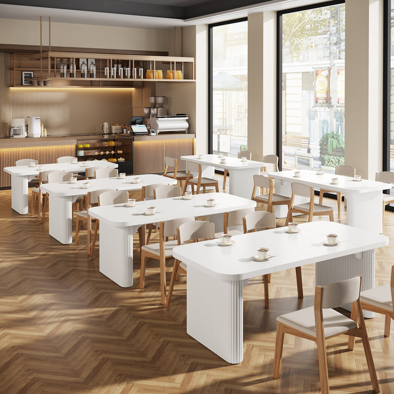Modern Wood Dining Table, Rectangle Kitchen Table For Dining Room, Restaurant, White