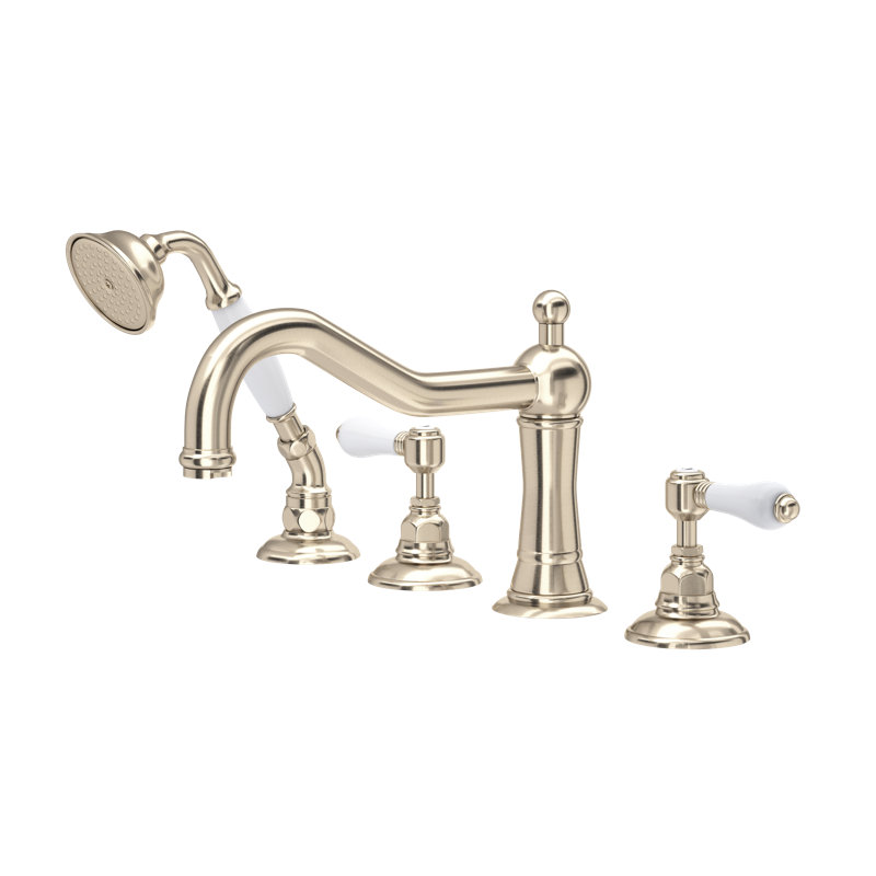 Acqui® 4-Hole Deck Mount Roman Tub Faucet, Satin Nickel