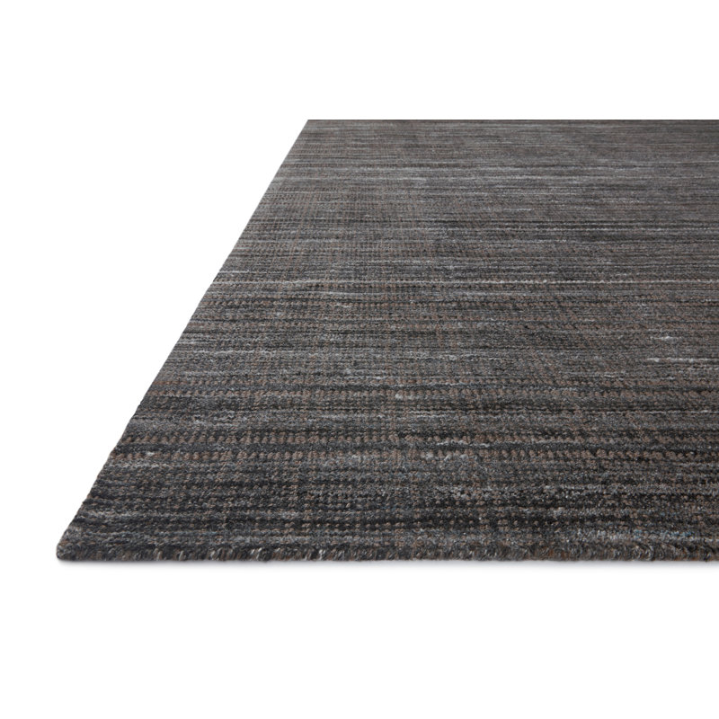 Tapis abstrait tissé à la main Jamie en graphite / gris anthracite, Tapis de couloir 2 pi 6 po x 8 pi 6 po