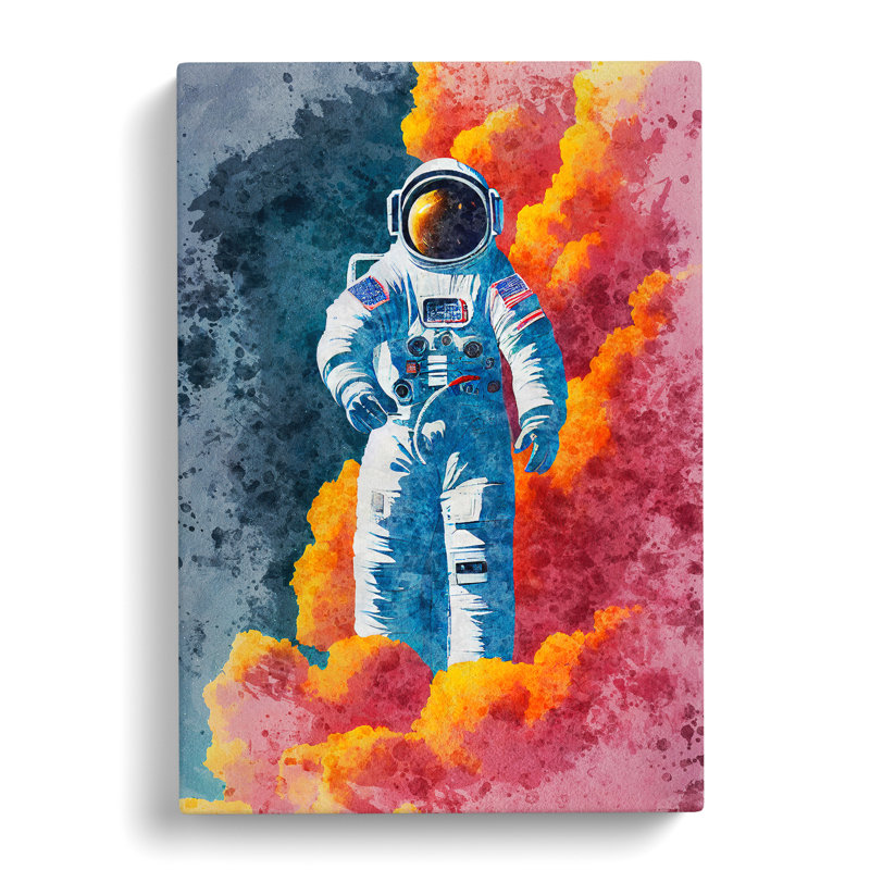 Astronaut In Watercolour No.3 - Wrapped Canvas, 50cm H x 35cm W x 3cm D