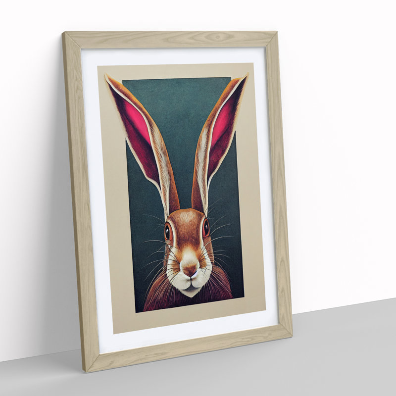 View Of A Hare - Single Picture Frame Print, Oak, 46cm H x 34cm W x 2cm D