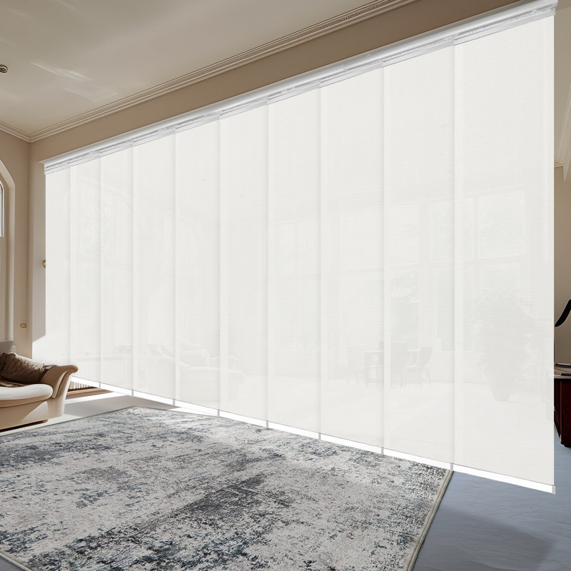 Pewter Mesh 10-Panel Double Rail Track Extendable 120"-218"W, Panel width 23.5", 218"W x 116"L, White
