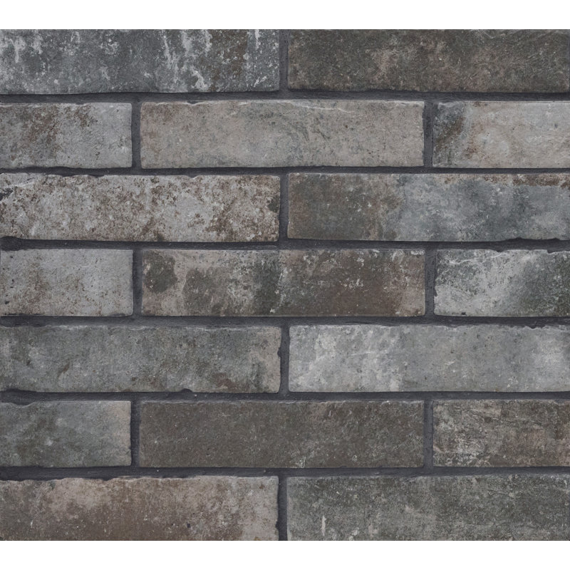 Montello 2 in. x 10 in. Matte Porcelain Brick Look Floor and Wall Tile, Sumi