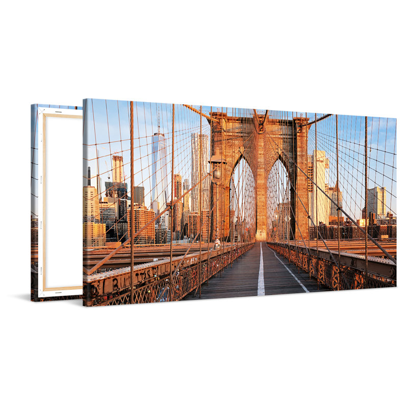 New York Brooklyn Bridge - No Frame Print on Canvas, 50cm H x 100cm W x 2cm D