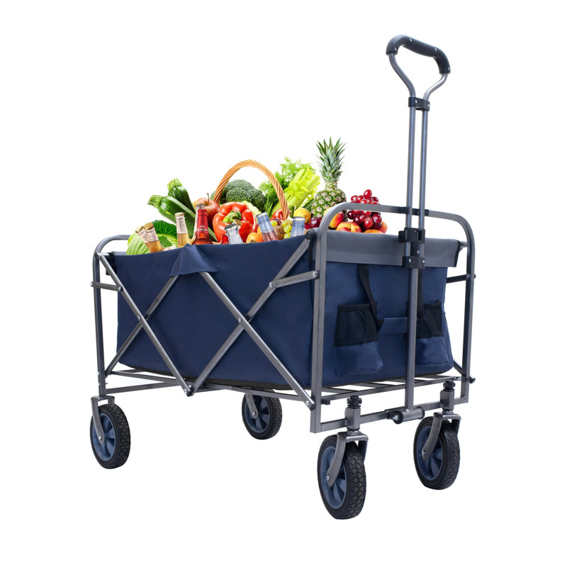 Chariot de camping pliant polyvalent pour l'extérieur, Gris/bleu marine