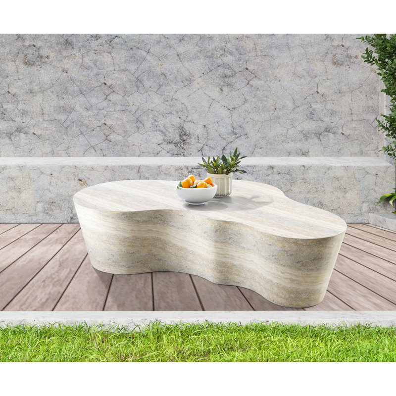 Table basse intérieure / extérieure en béton fini Monza, Travertin