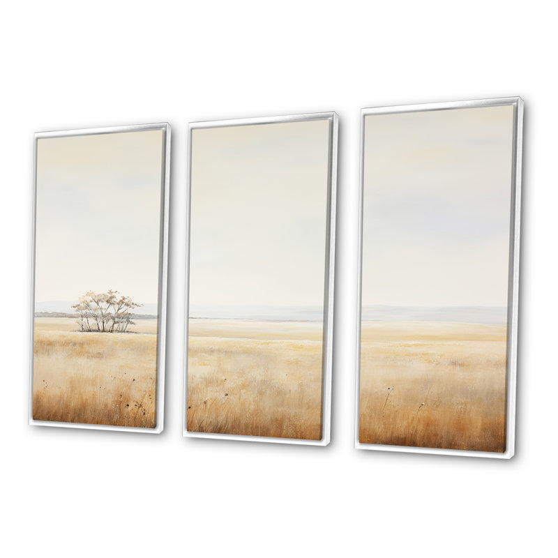 Ensemble de salon mural prairies prairies, H 28 po x l 36 po x P 1 po, Cadre flottant blanc