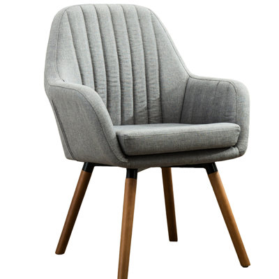 Elegant Gray Fabric Seat With Supremely Comfortable Foam Chair Extra And Solid Wood Legs