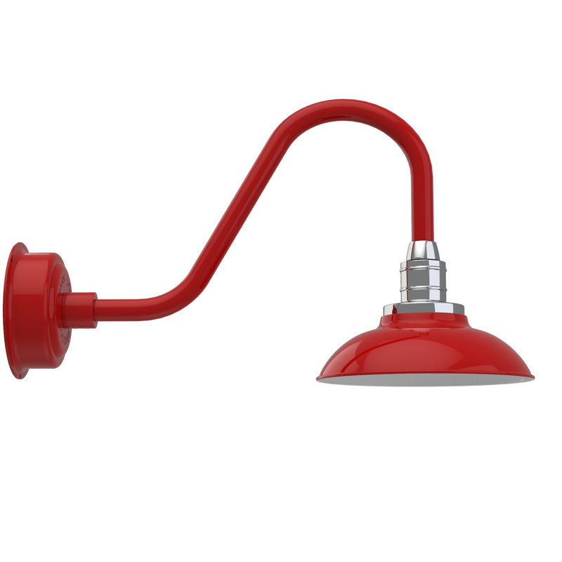 Luminaire de grange d'extérieur Ludwicka, H 13,27 po x l 10 po x P 24 po, Rouge cerise