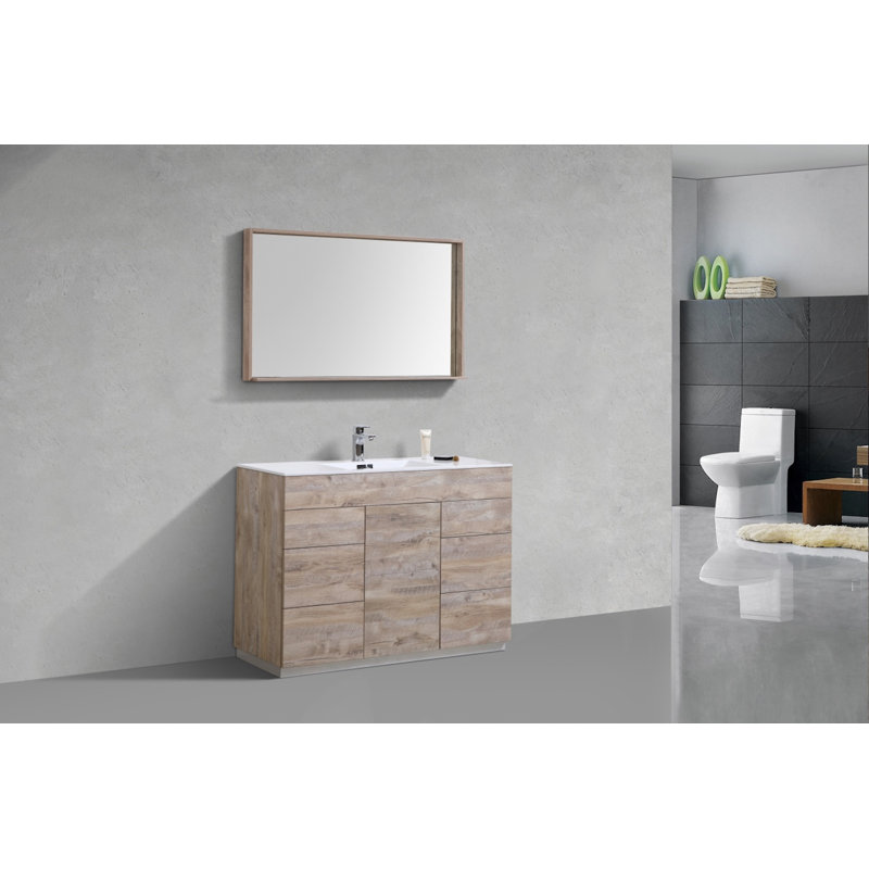 Ensemble de meuble-lavabo simple 47 po Ebler Modern, Bois naturel