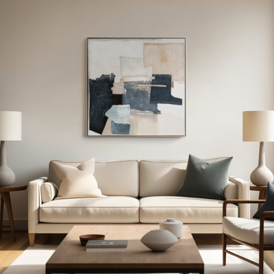Abstract Wall Art - Framed Textured Hand Painted Canvas - Modern Square Wall Decor for Living Room, Bedroom, or Office, 40"