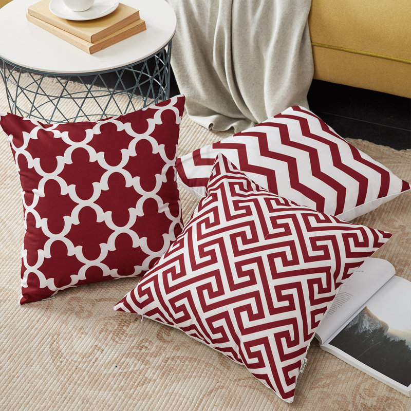 Printing Outdoor Square Pillow Cover, Wine, 16"L x 16"W