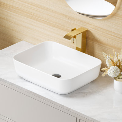 Salerno 500mm x 390mm White Rectangular Ceramic Countertop Basin Bathroom Sink
