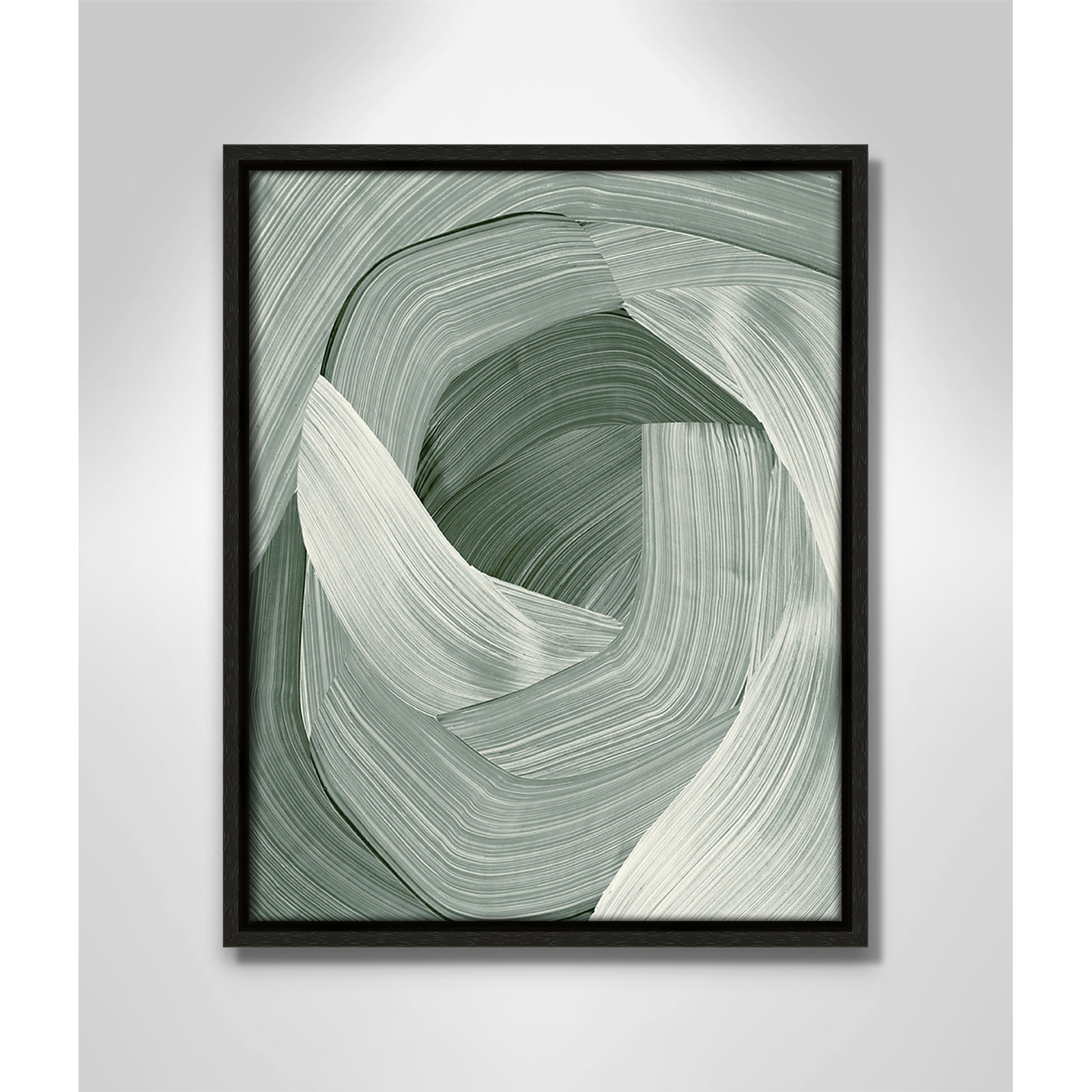 Enriched Emerald - Floater Frame Graphic Art Print on Canvas, Espresso , 15.5" H x 12.5" W