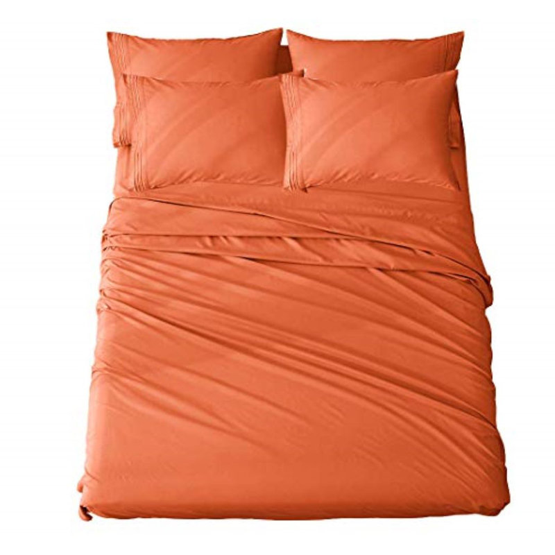 Sheet Set, Full Sheet Set + Fitted Sheet + 2 Pillowcases, Orange